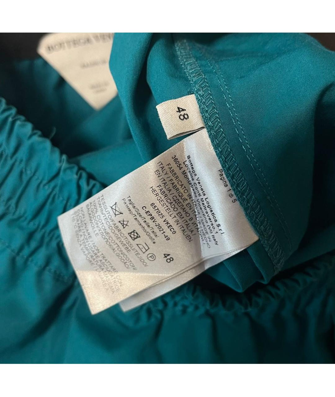 BOTTEGA VENETA Бирюзовые хлопковые повседневные брюки, фото 5