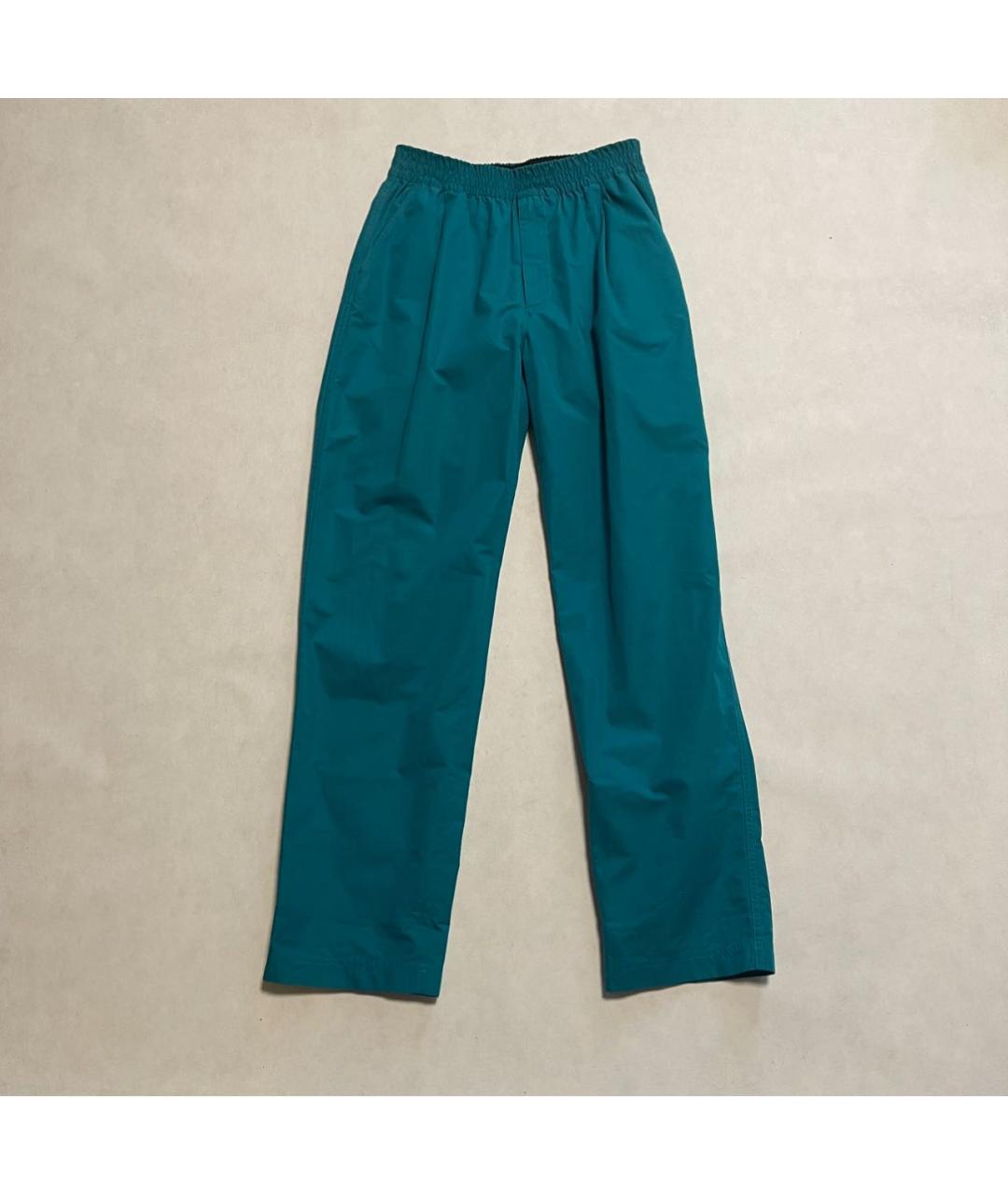 BOTTEGA VENETA Бирюзовые хлопковые повседневные брюки, фото 6