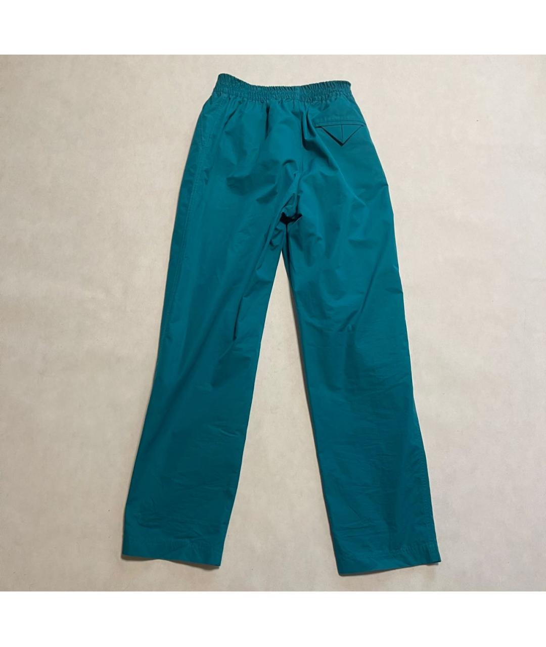 BOTTEGA VENETA Бирюзовые хлопковые повседневные брюки, фото 2