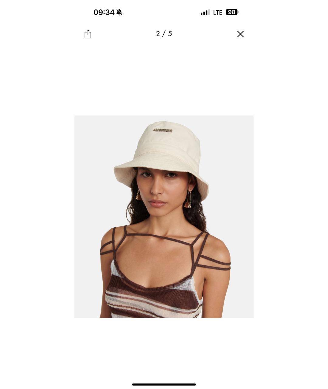 JACQUEMUS Бежевая хлопковая панама, фото 4