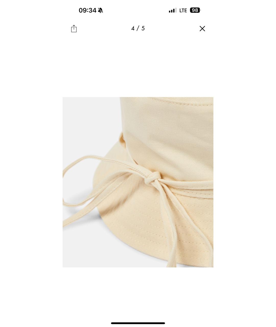 JACQUEMUS Бежевая хлопковая панама, фото 6