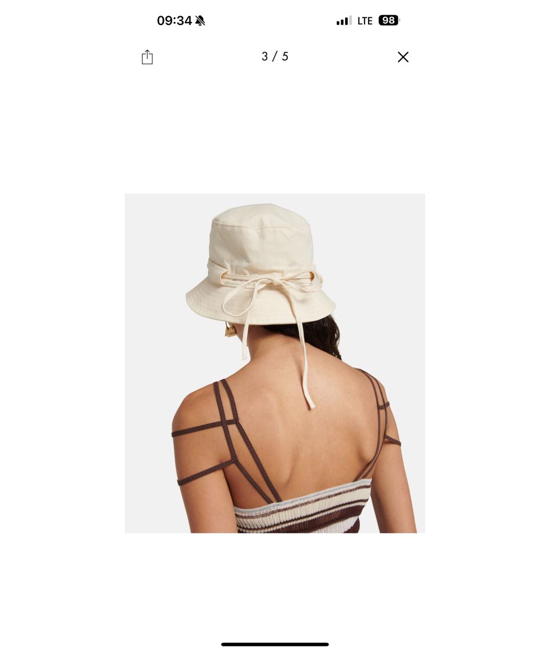 JACQUEMUS Бежевая хлопковая панама, фото 7