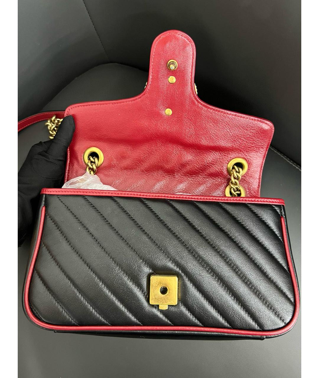 GUCCI Черная кожаная сумка через плечо, фото 8