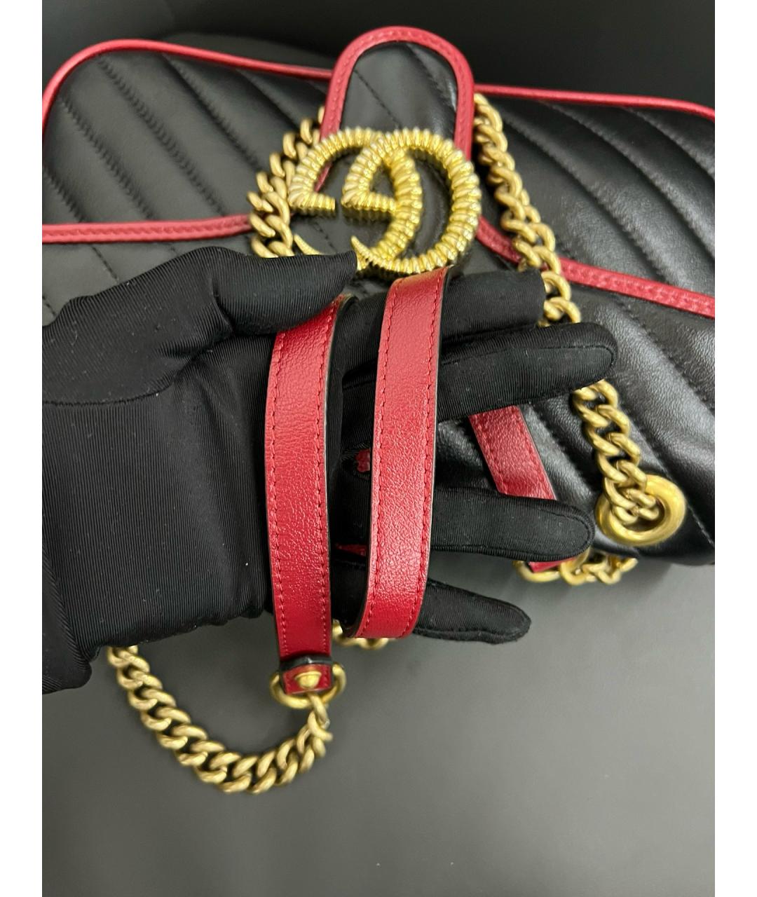 GUCCI Черная кожаная сумка через плечо, фото 7