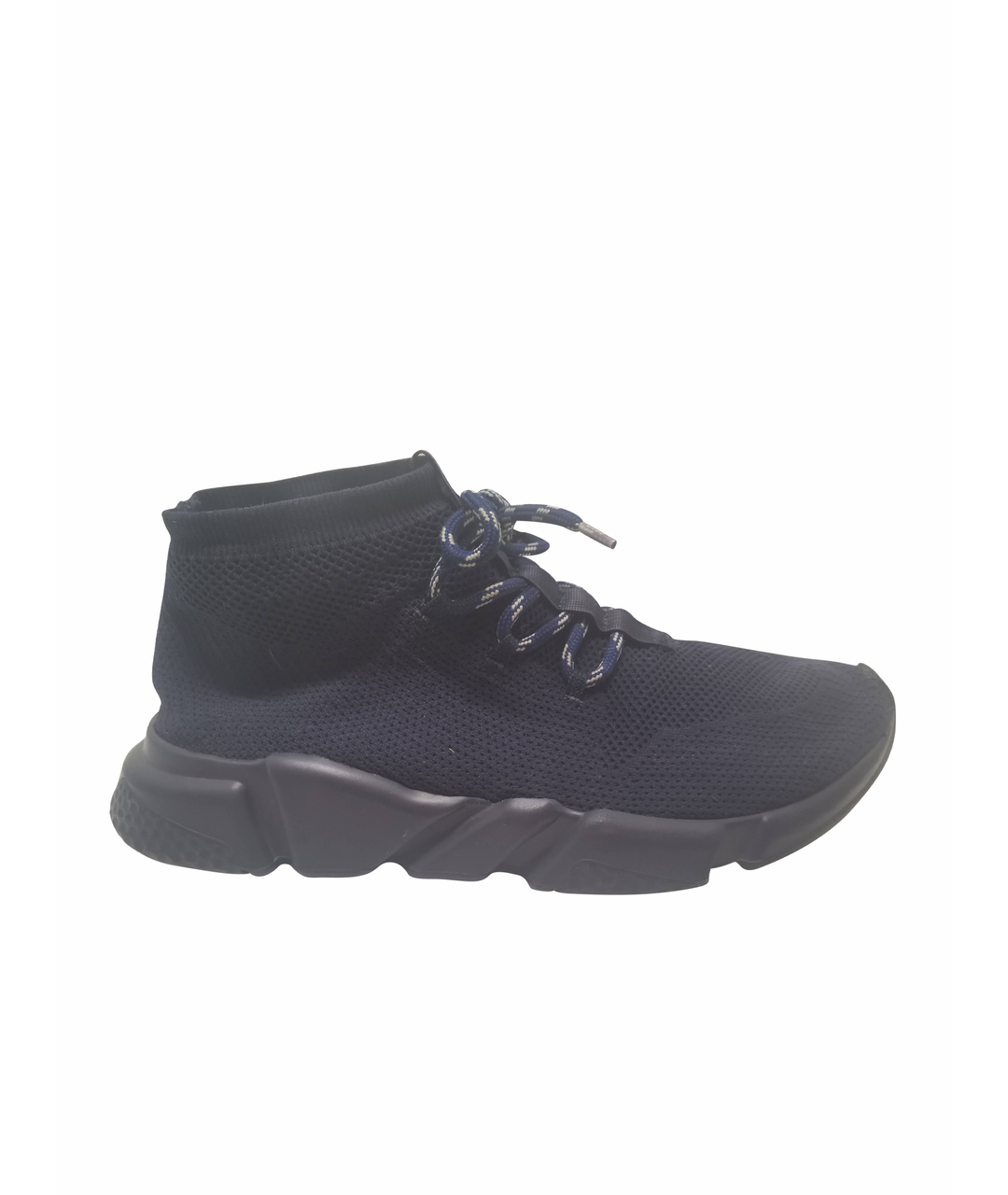 BALENCIAGA Темно-синие текстильные высокие кроссовки / кеды, фото 1