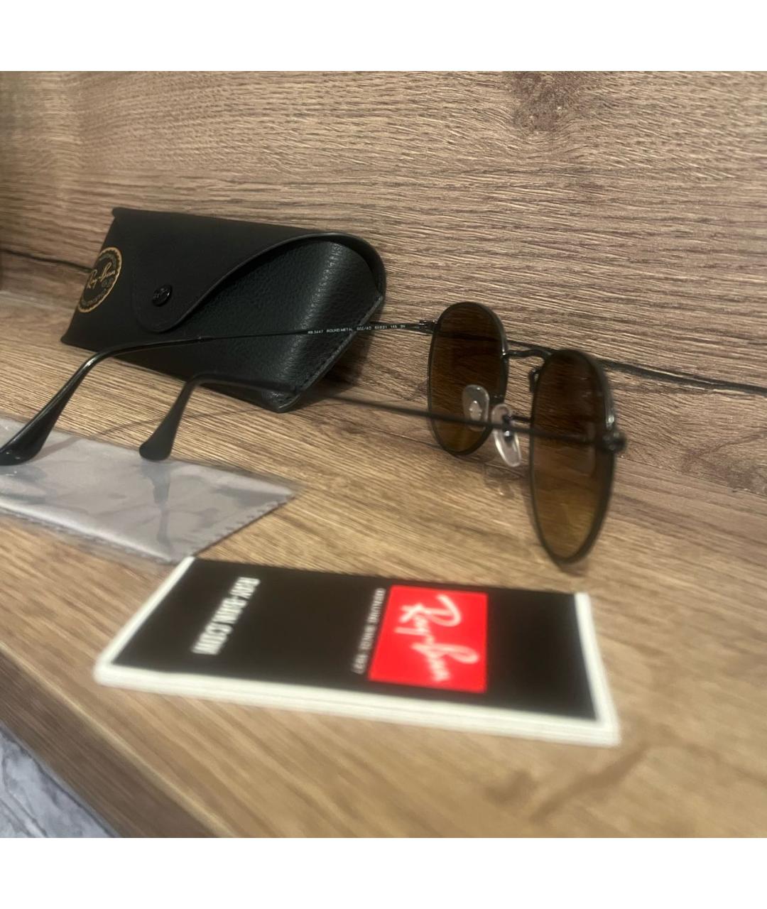 RAY BAN Черные металлические солнцезащитные очки, фото 5