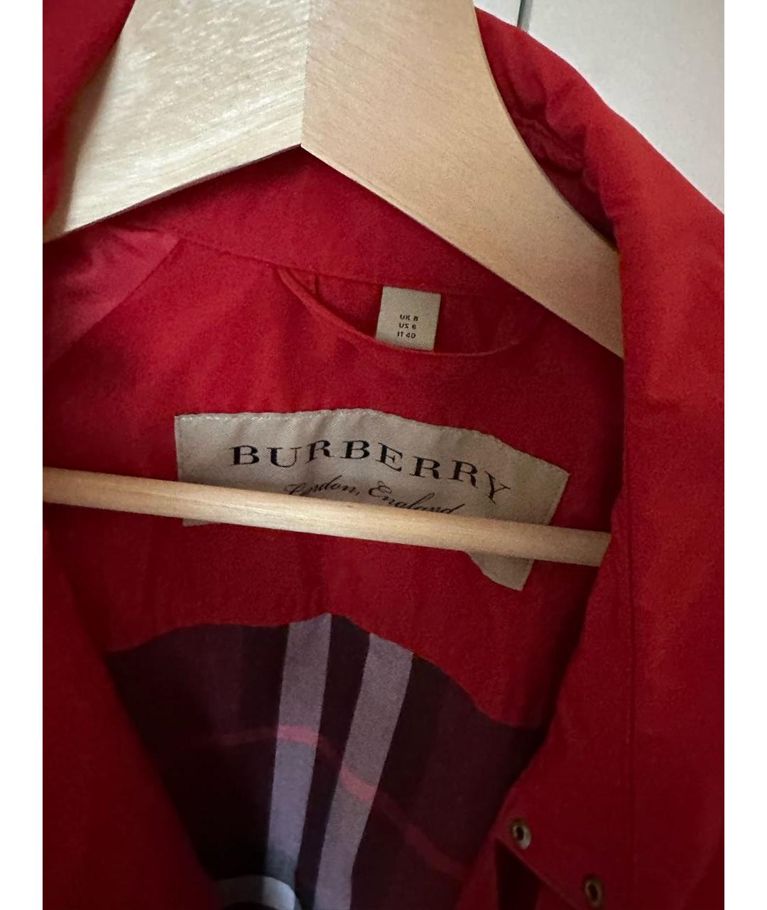 BURBERRY Красное полиэстеровое пальто, фото 3