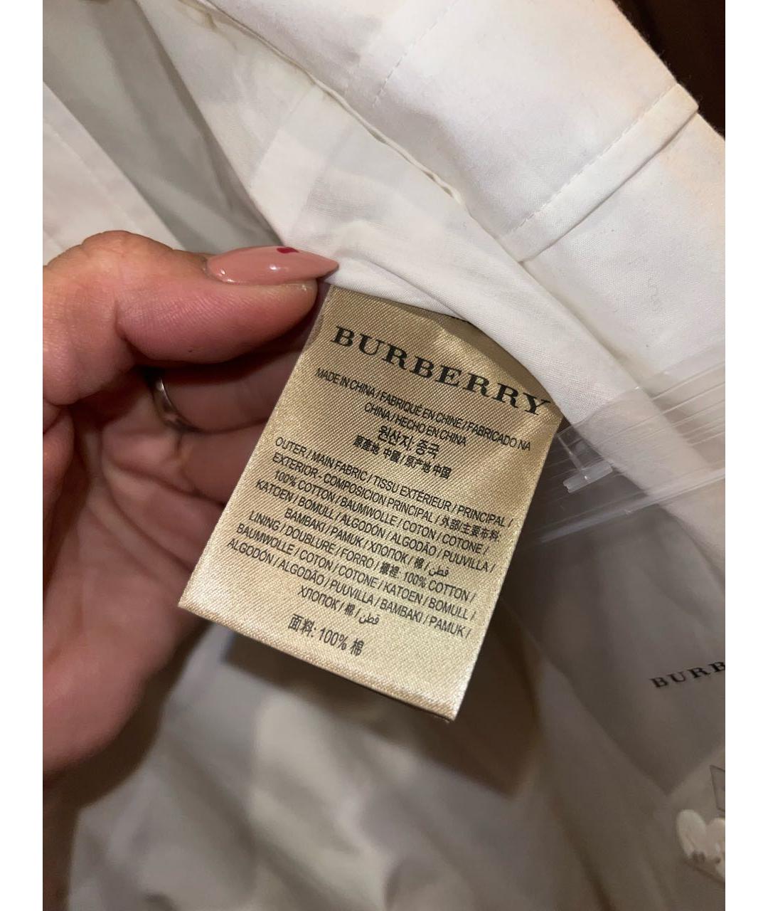 BURBERRY Белое хлопковое повседневное платье, фото 5