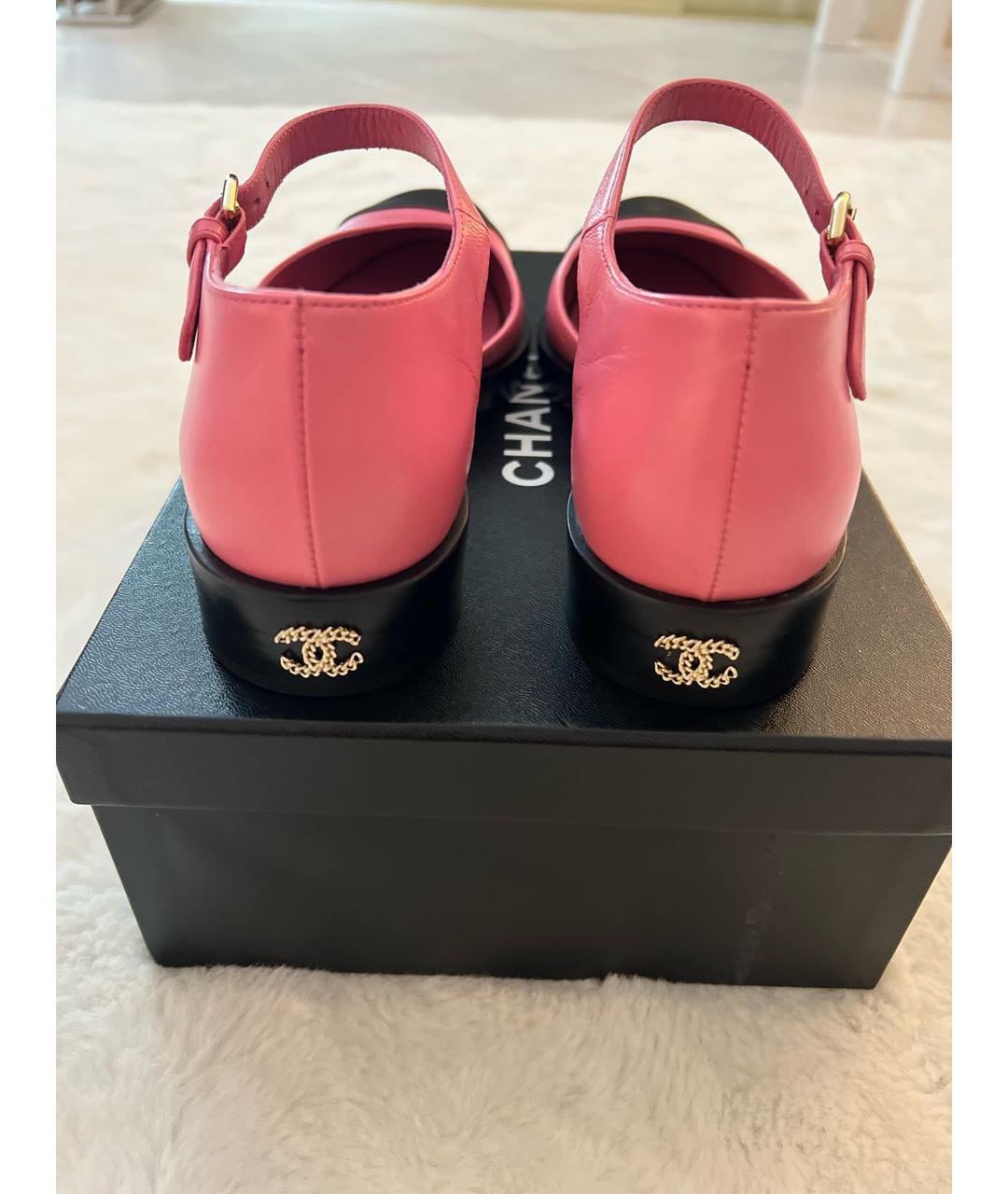 CHANEL Розовые кожаные туфли, фото 5