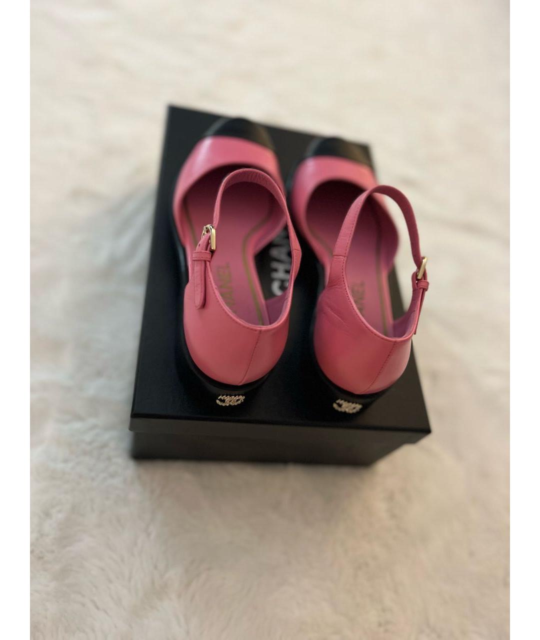 CHANEL Розовые кожаные туфли, фото 9