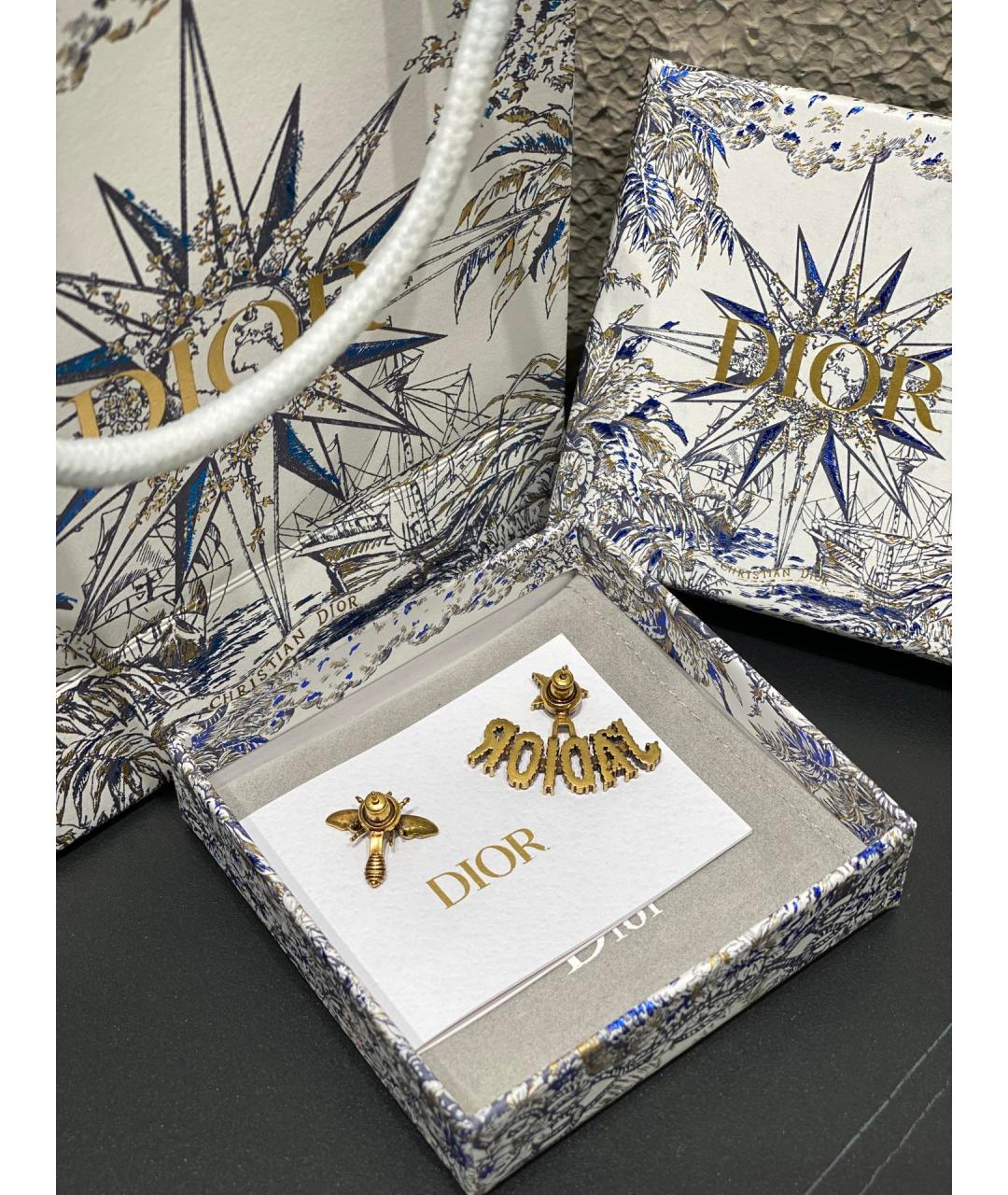 CHRISTIAN DIOR Белые металлические серьги, фото 4