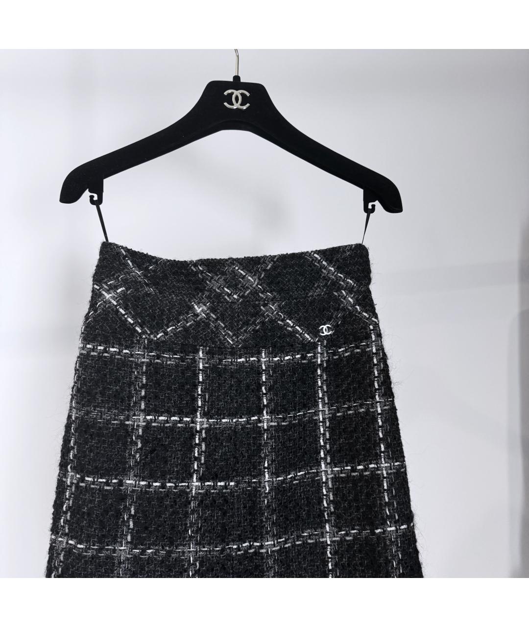 CHANEL Черная твидовая юбка миди, фото 3