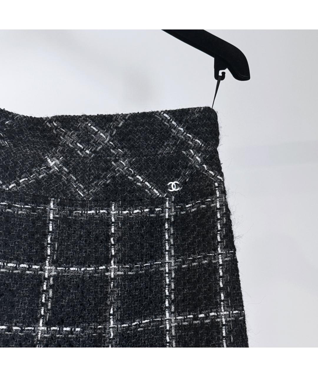 CHANEL Черная твидовая юбка миди, фото 4