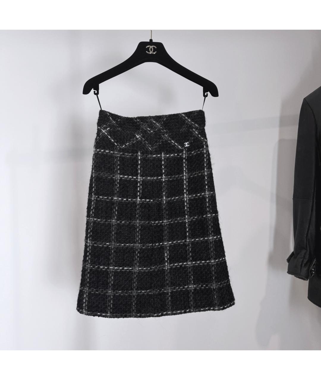 CHANEL Черная твидовая юбка миди, фото 2