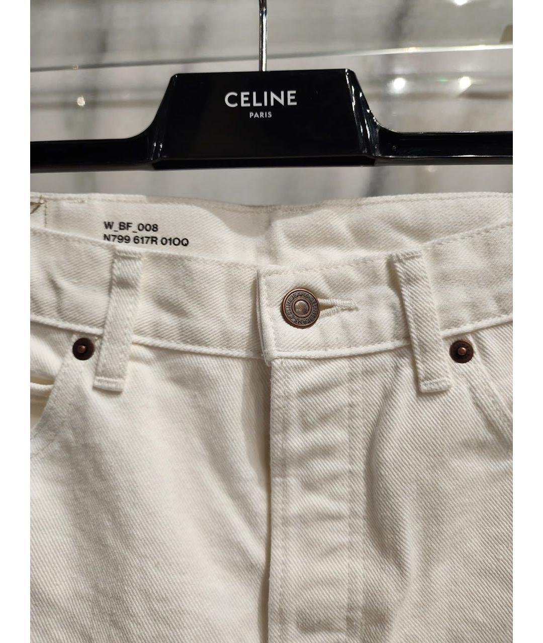 CELINE Белые хлопковые прямые джинсы, фото 2