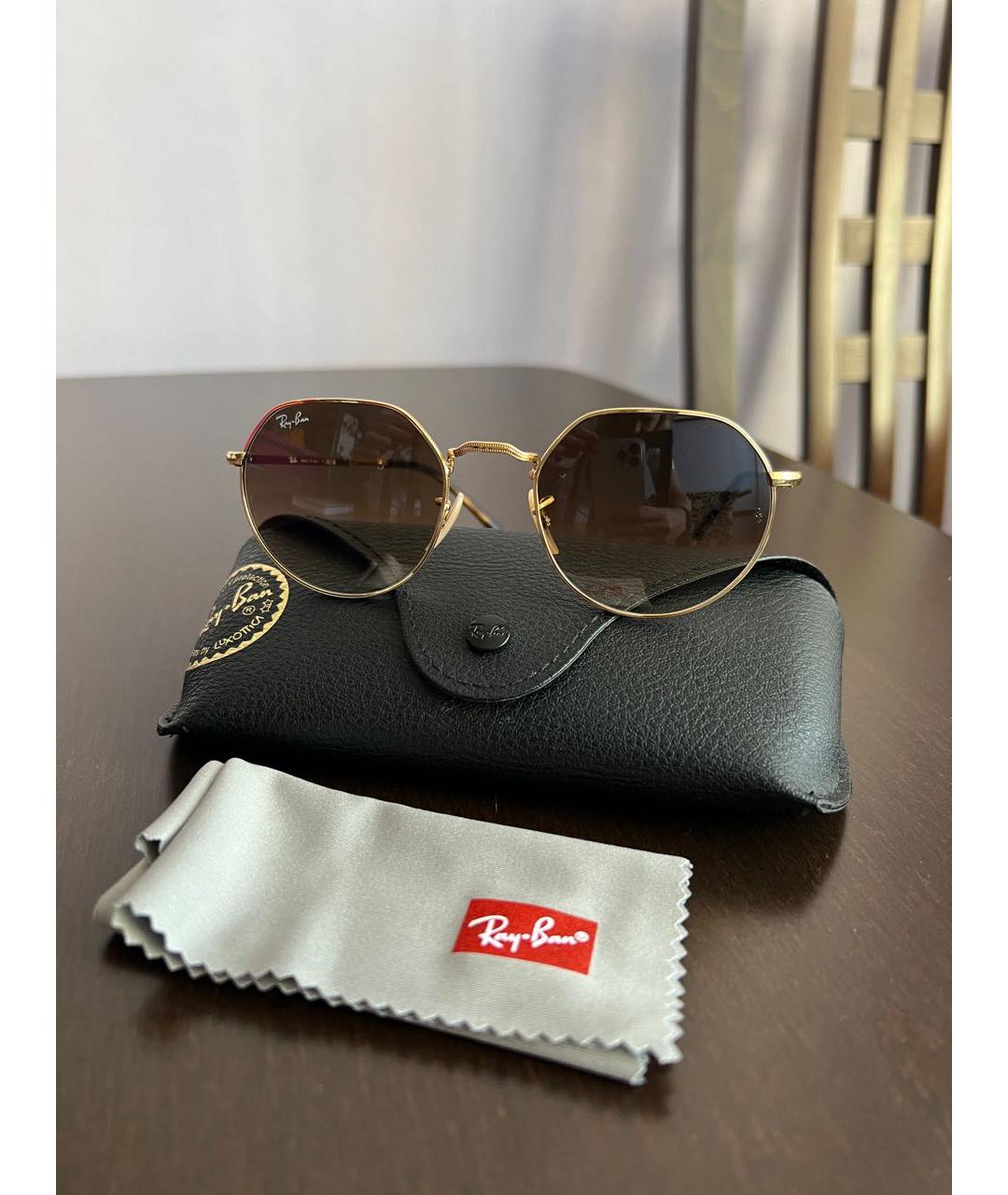 RAY BAN Коричневые металлические солнцезащитные очки, фото 4