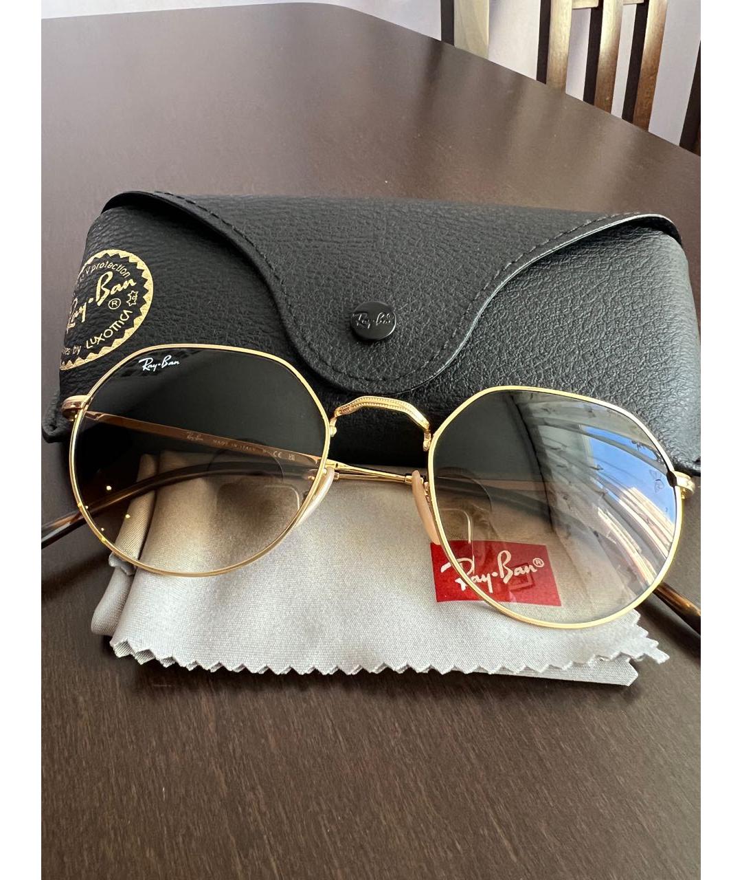 RAY BAN Коричневые металлические солнцезащитные очки, фото 5