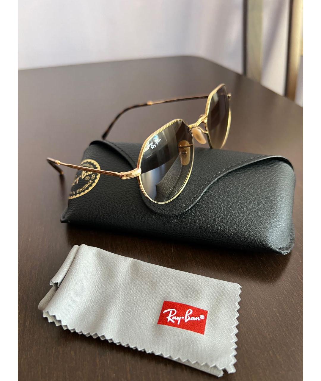 RAY BAN Коричневые металлические солнцезащитные очки, фото 2