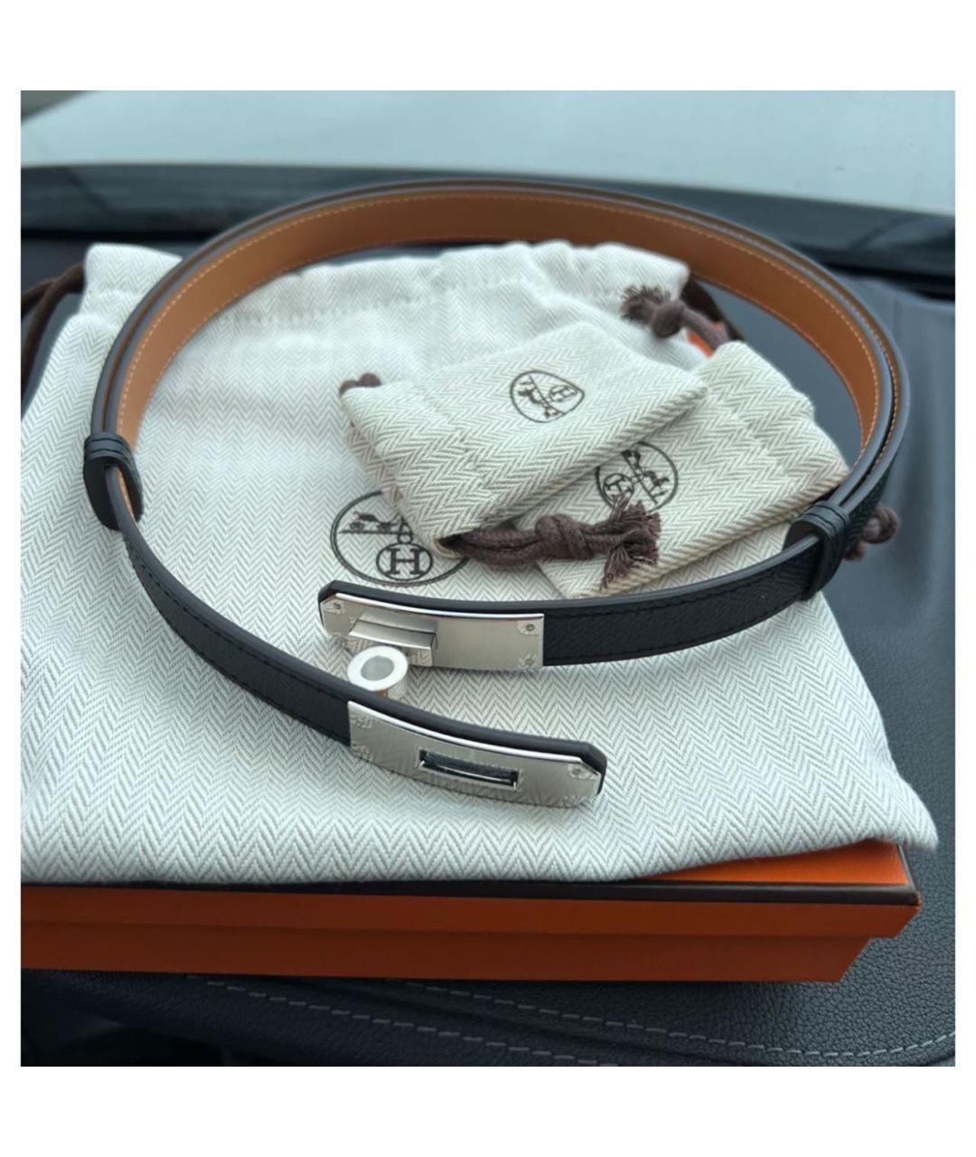 HERMES Черный кожаный ремень, фото 2