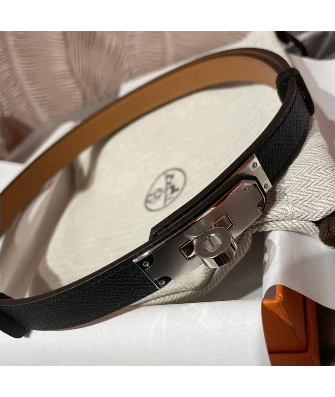 HERMES Черный кожаный ремень, фото 3