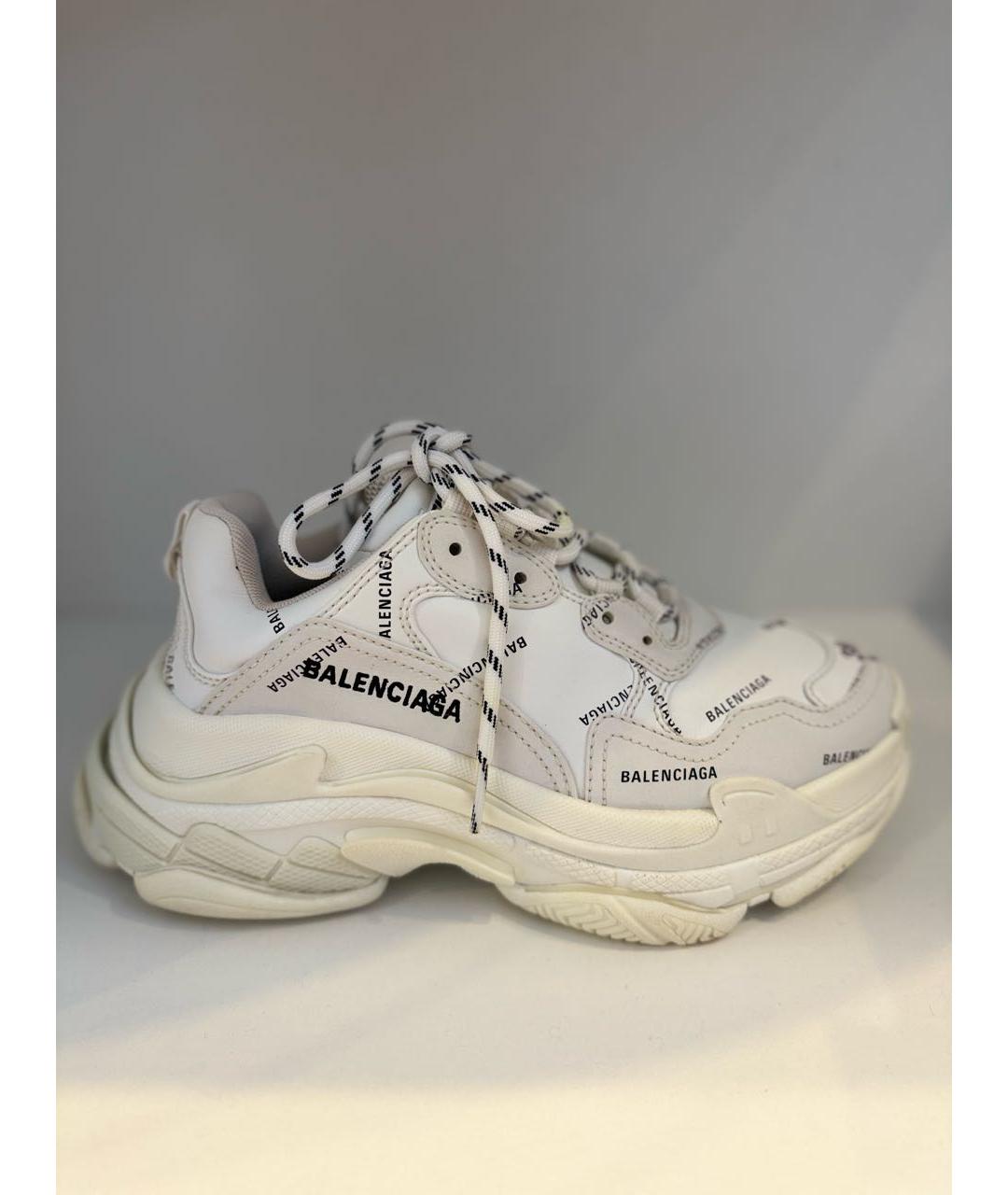 BALENCIAGA Белые кожаные кроссовки, фото 7