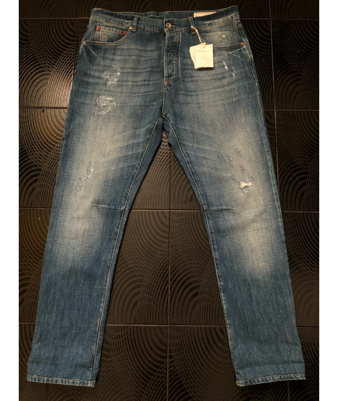 BRUNELLO CUCINELLI Голубые хлопковые джинсы скинни, фото 6