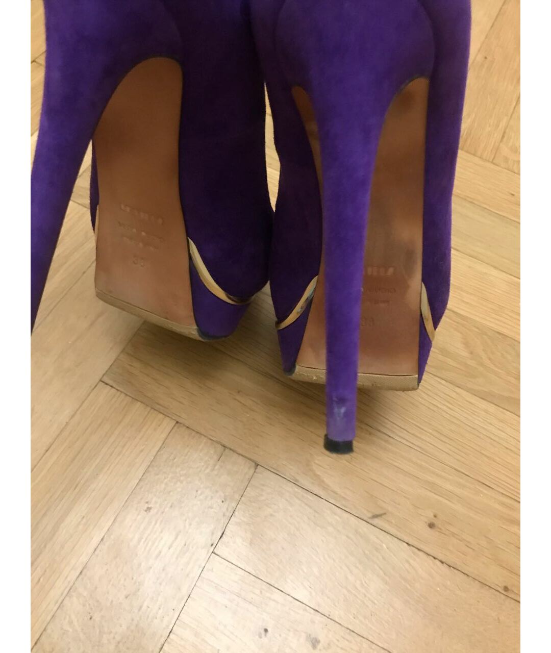 LE SILLA Фиолетовые бархатные туфли, фото 6