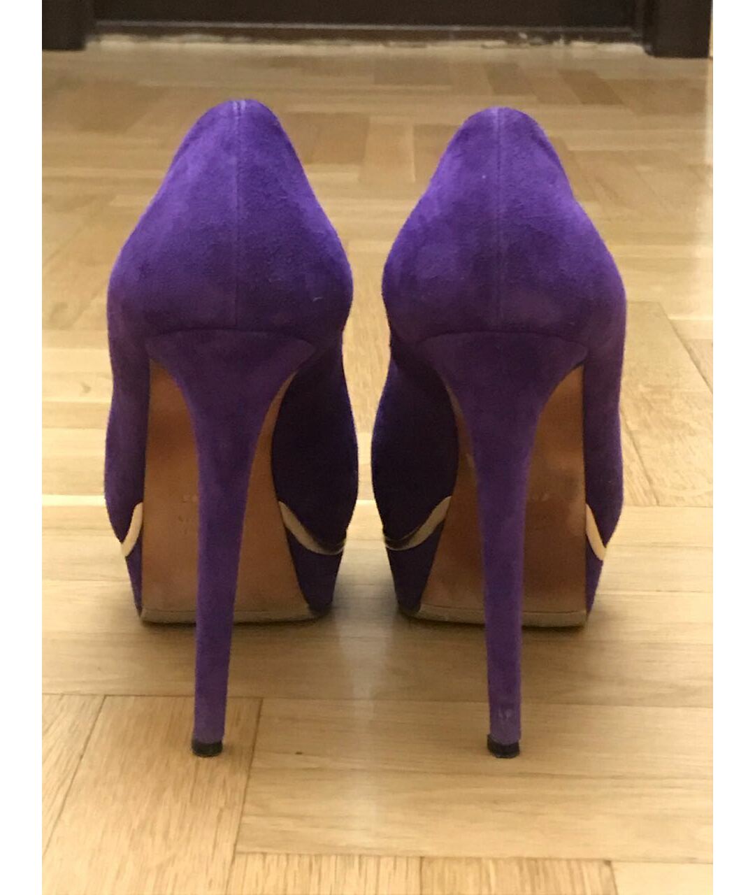 LE SILLA Фиолетовые бархатные туфли, фото 4