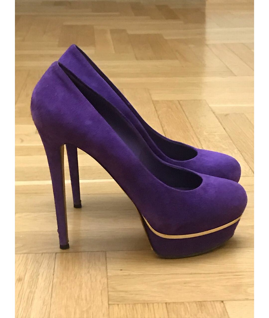 LE SILLA Фиолетовые бархатные туфли, фото 8