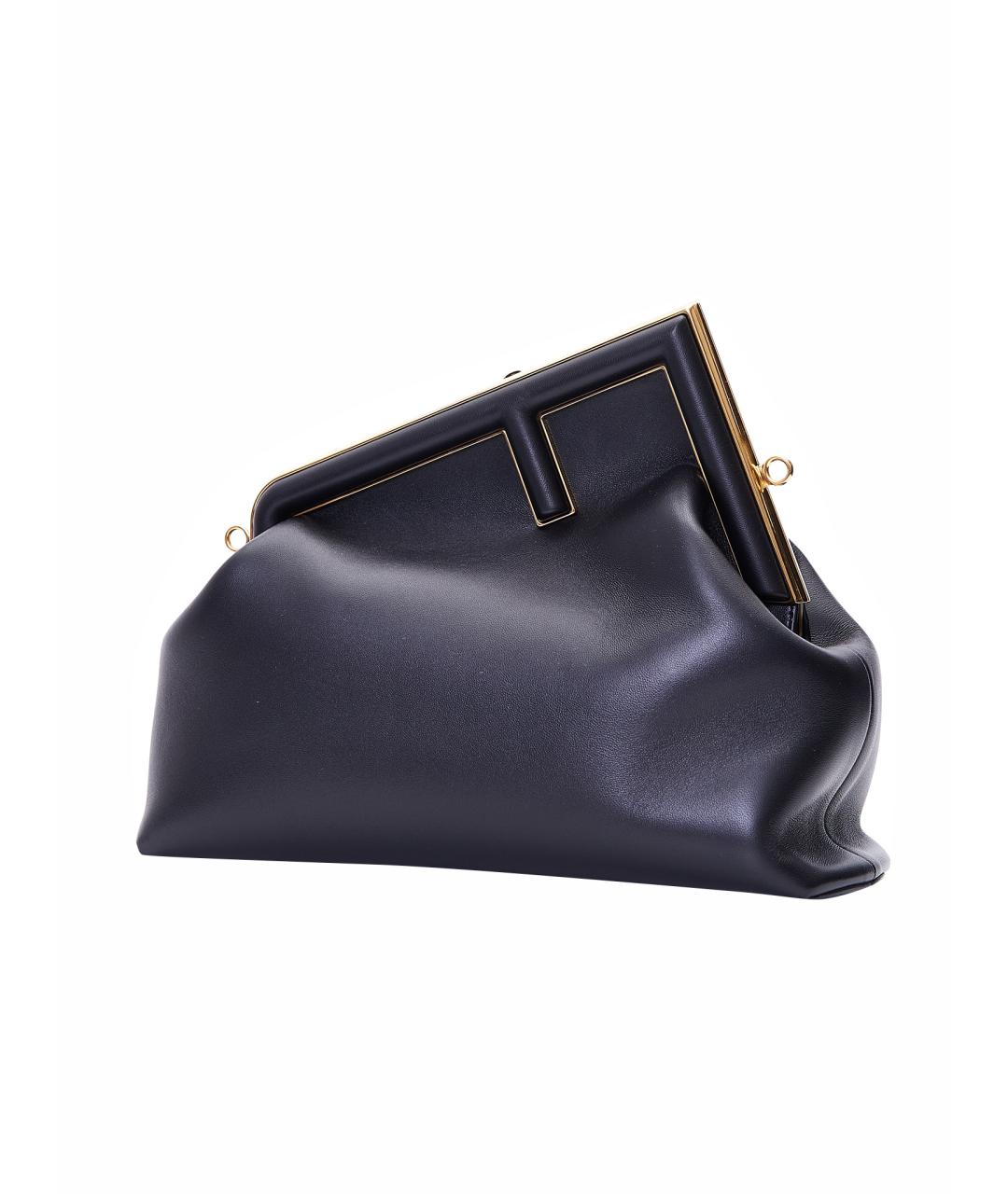 FENDI Черная кожаная сумка с короткими ручками, фото 3