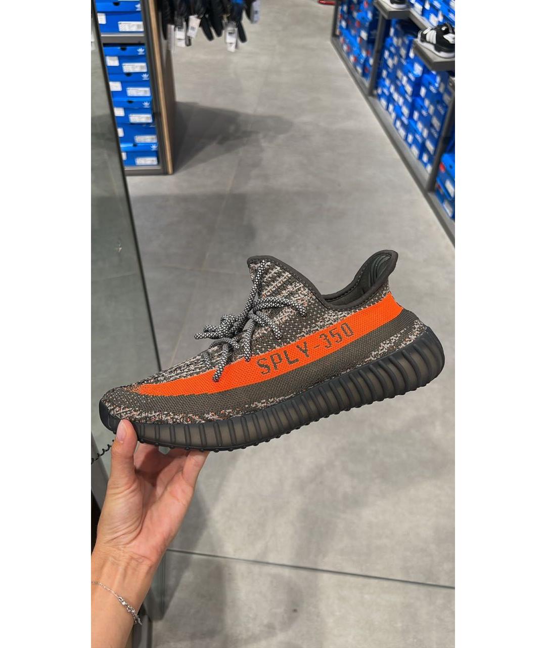 ADIDAS YEEZY Серые текстильные низкие кроссовки / кеды, фото 4