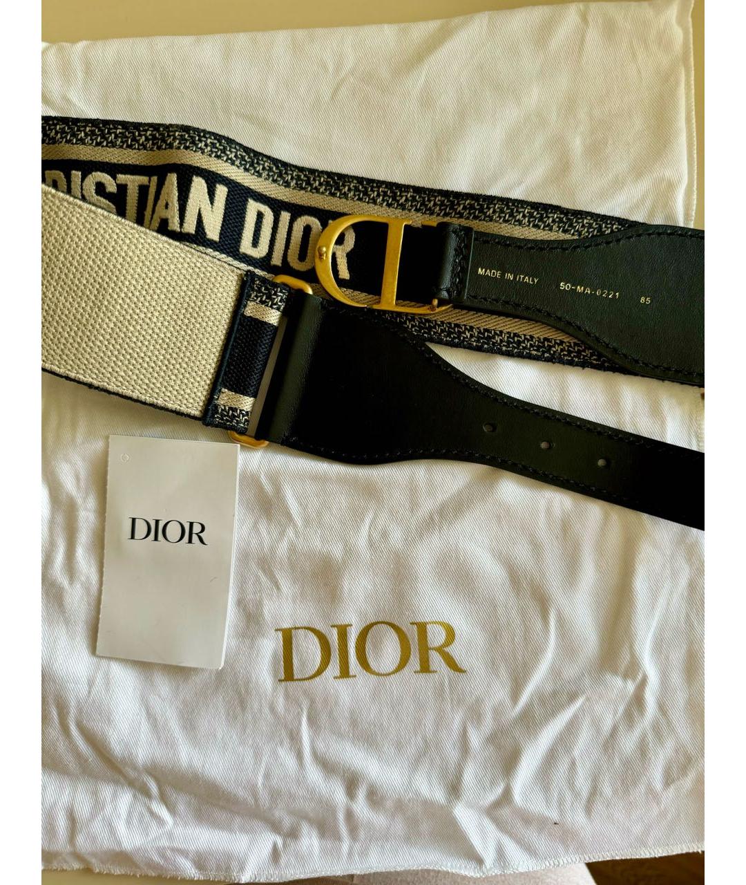 CHRISTIAN DIOR Темно-синий кожаный ремень, фото 6