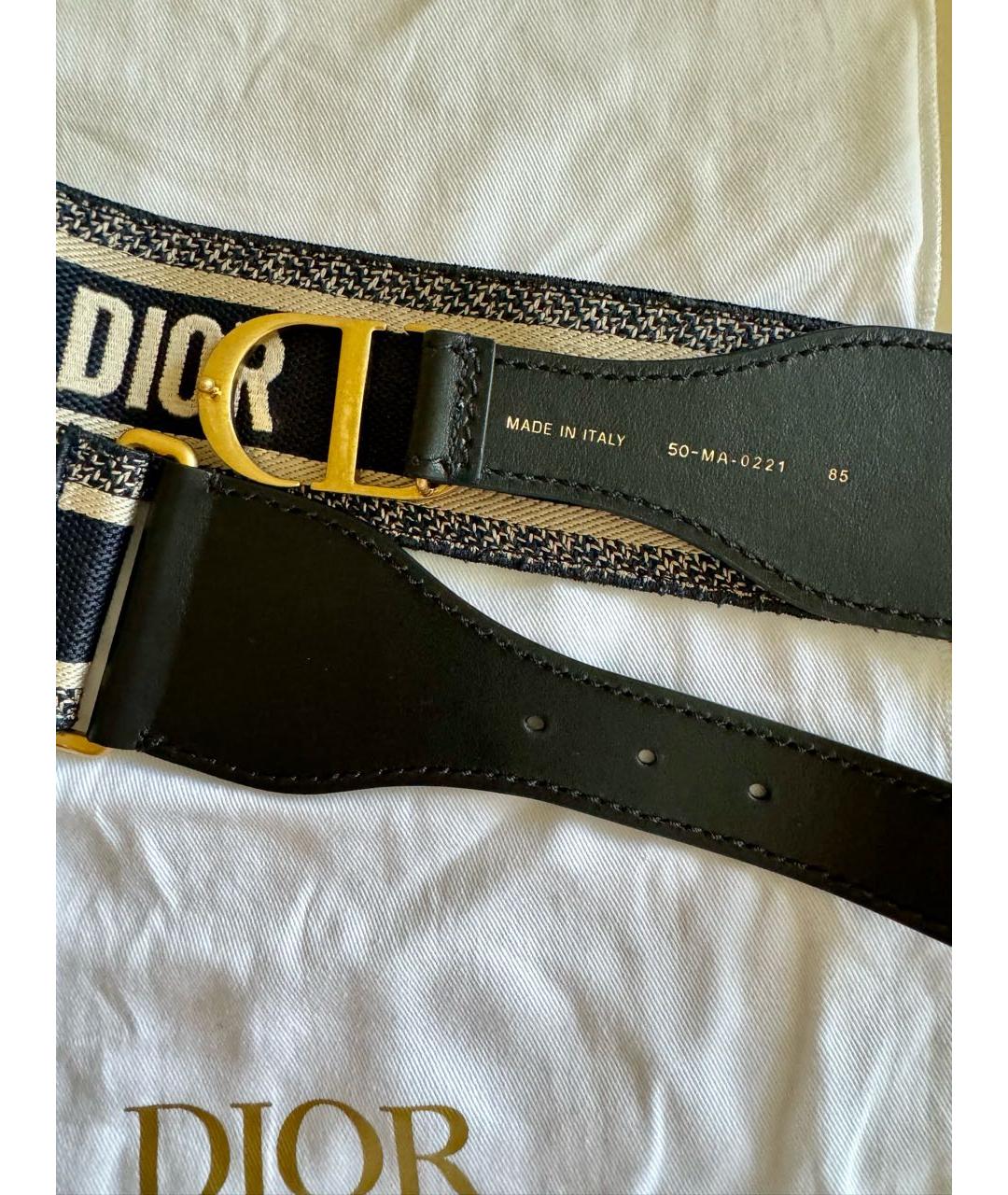 CHRISTIAN DIOR Темно-синий кожаный ремень, фото 3