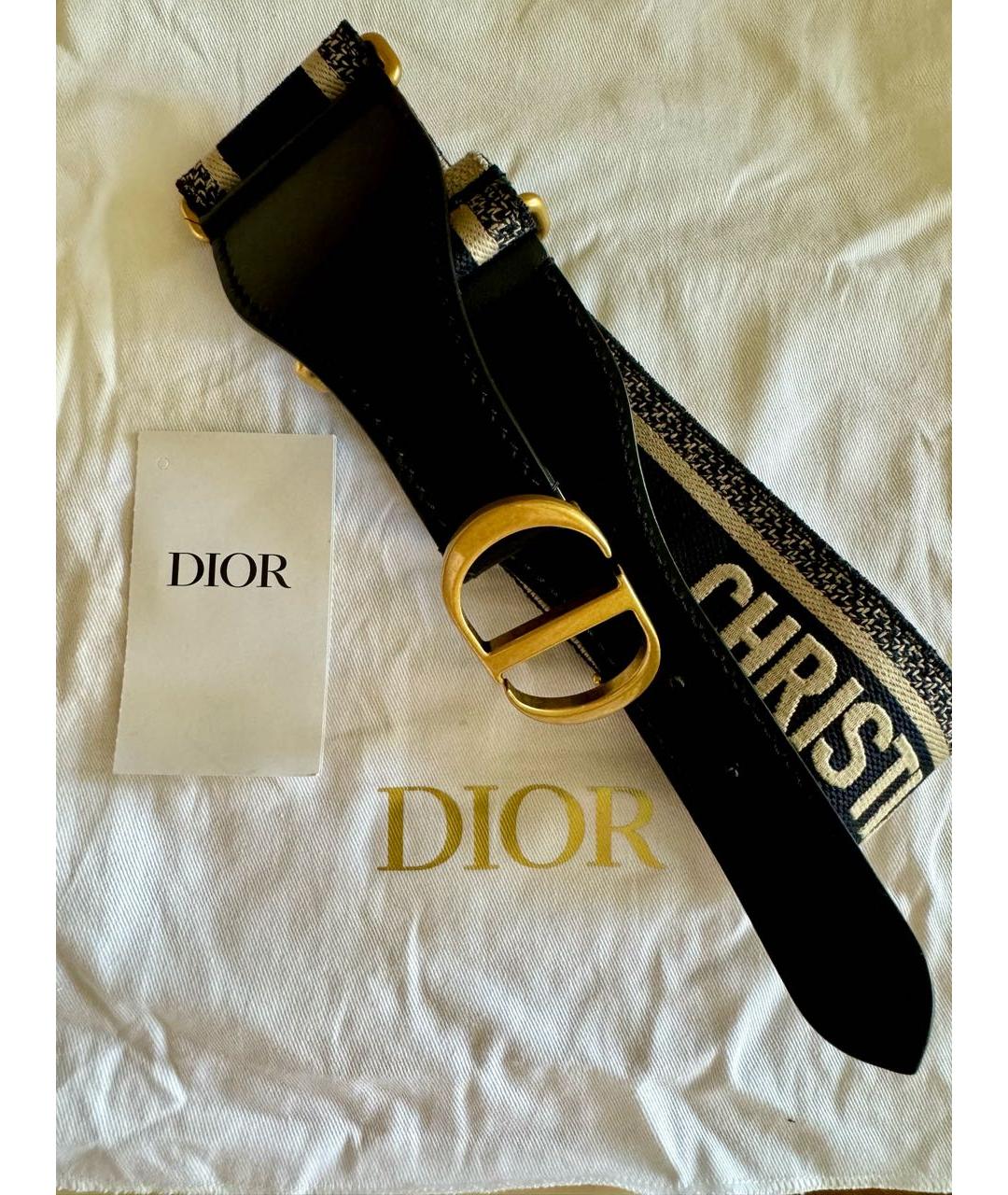 CHRISTIAN DIOR Темно-синий кожаный ремень, фото 2