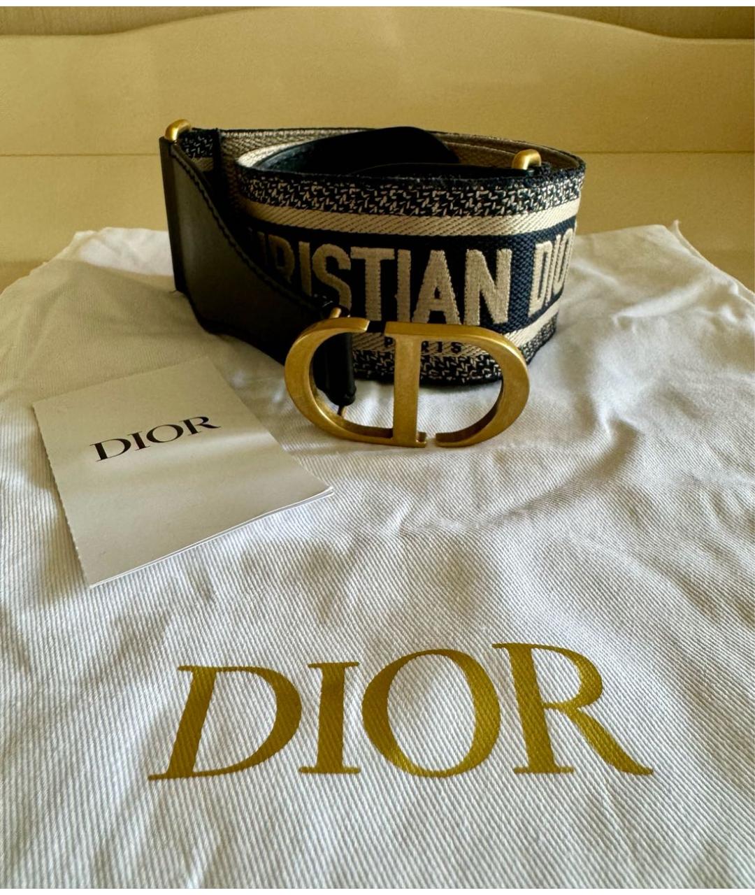 CHRISTIAN DIOR Темно-синий кожаный ремень, фото 8