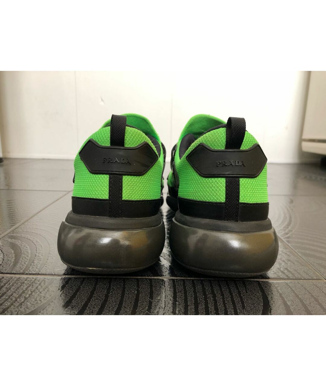 PRADA Зеленые текстильные низкие кроссовки / кеды, фото 4
