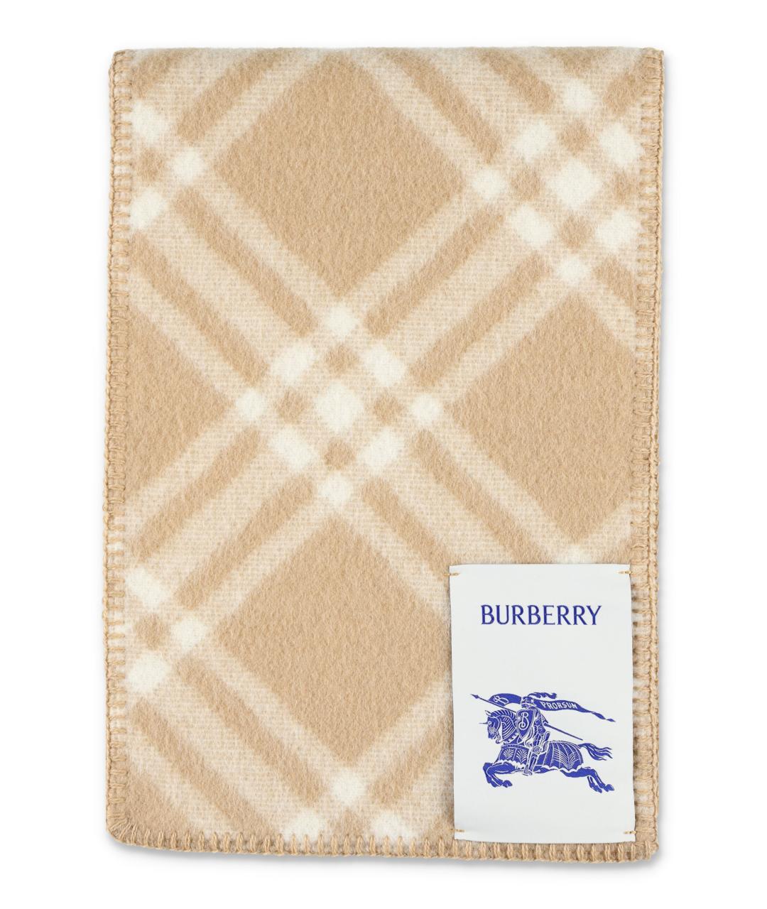 BURBERRY Бежевый шерстяной шарф, фото 1