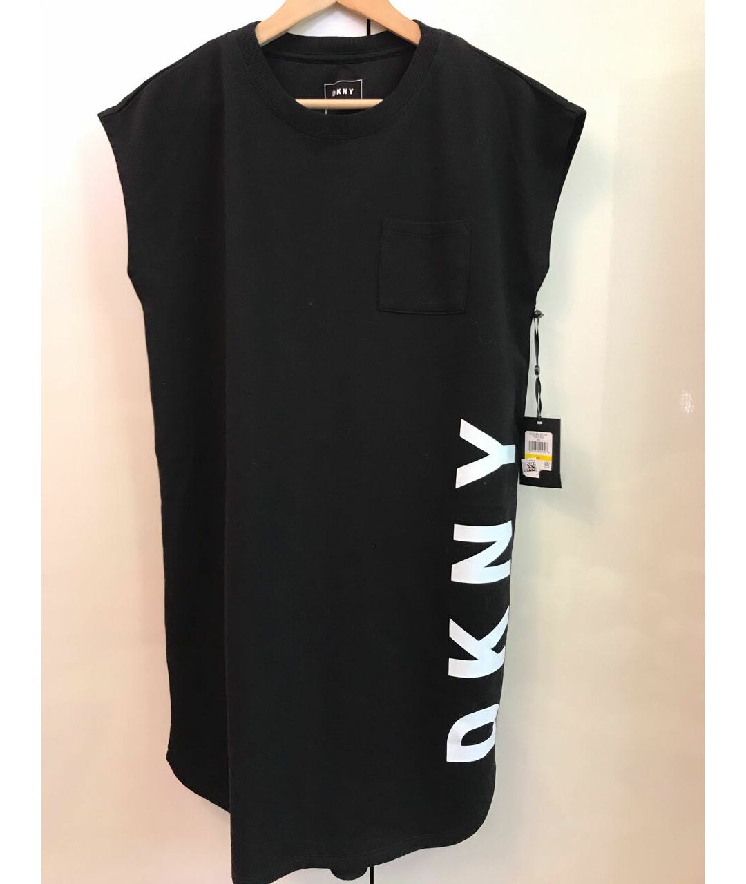 DKNY Черное хлопко-эластановое повседневное платье, фото 6