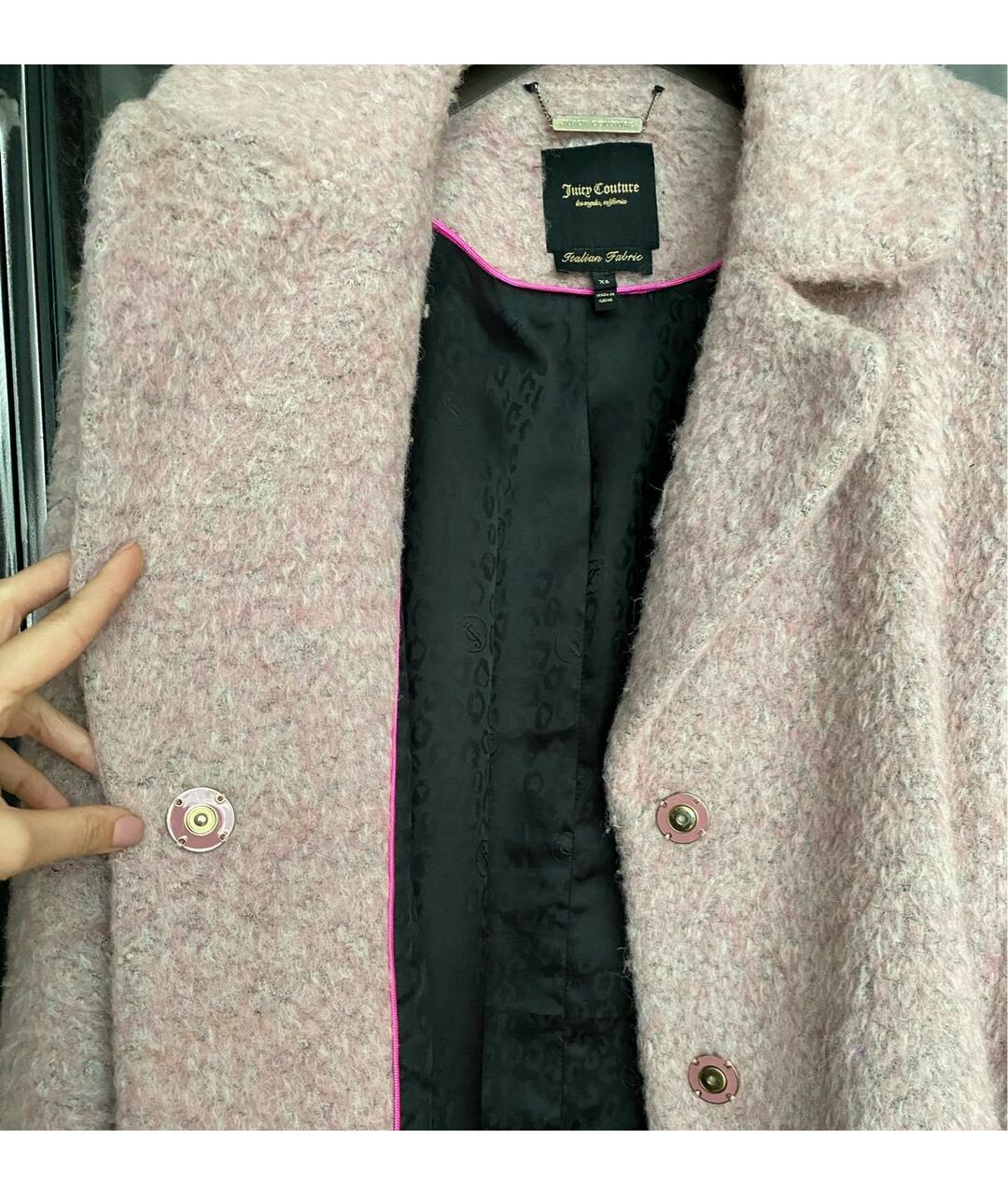 JUICY COUTURE Розовое твидовое пальто, фото 2