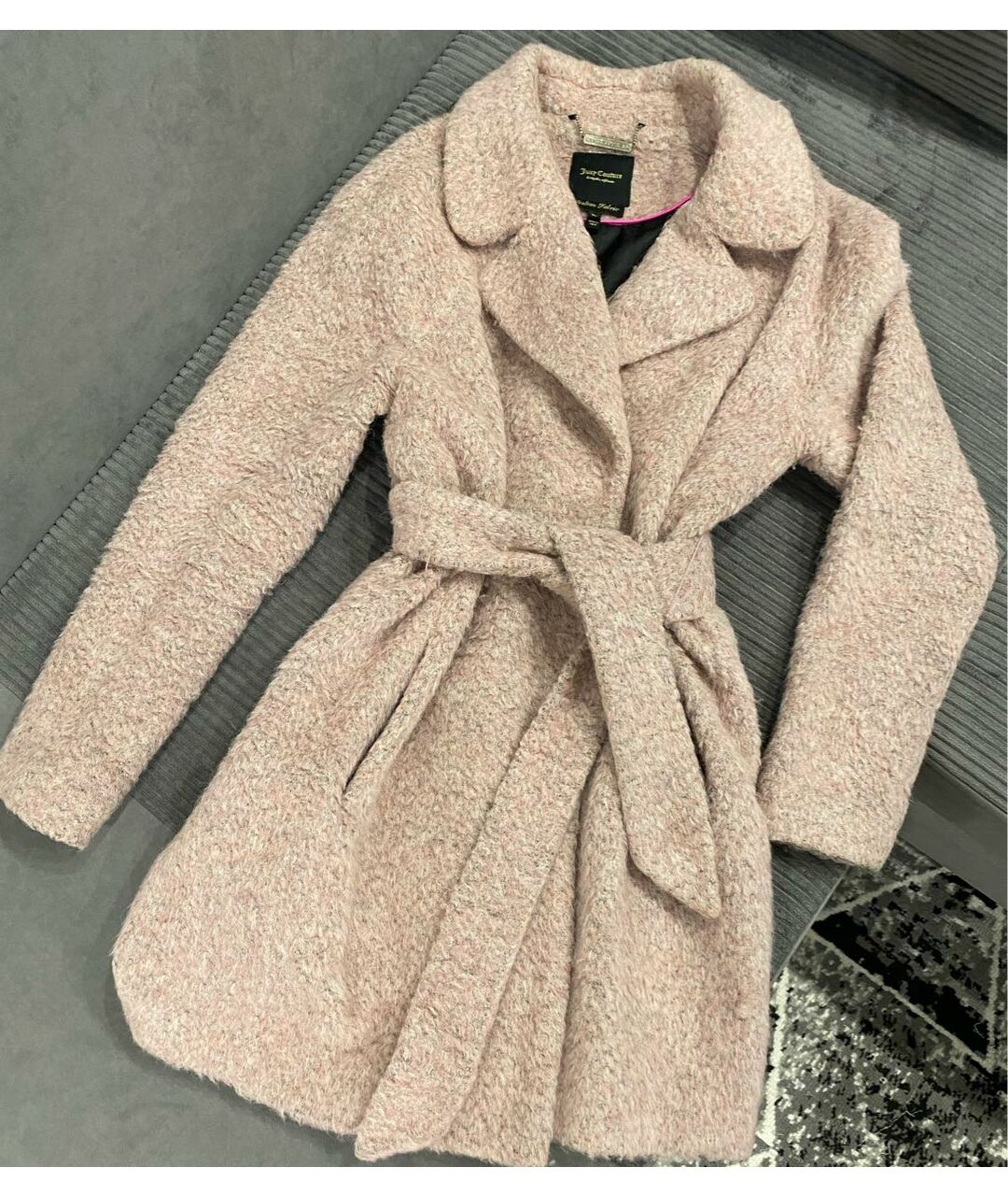 JUICY COUTURE Розовое твидовое пальто, фото 4