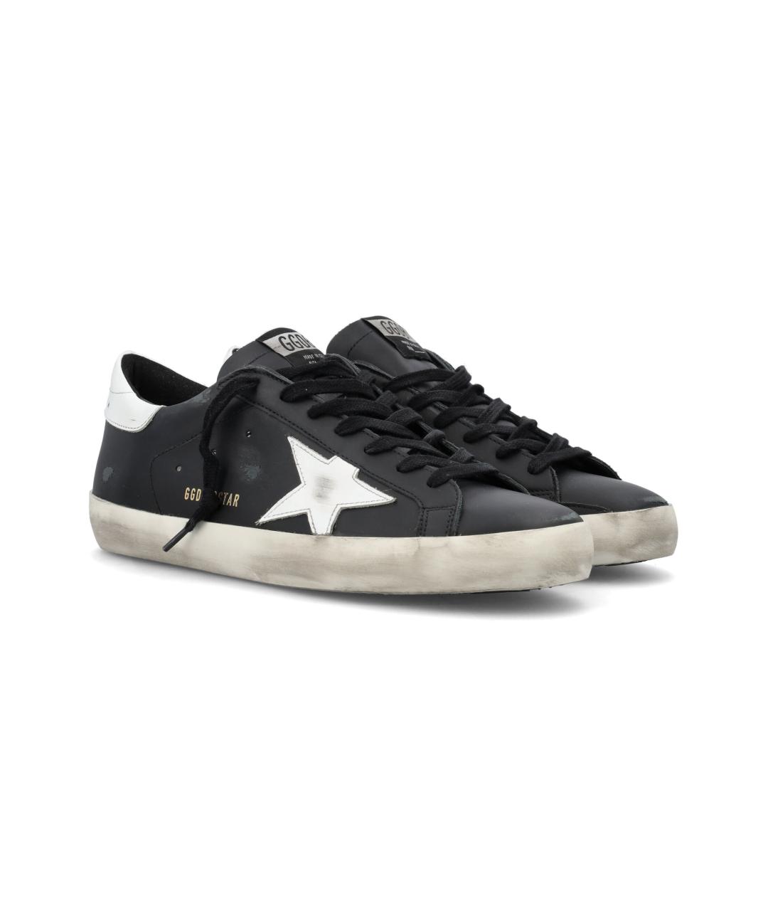 GOLDEN GOOSE Черные кожаные низкие кроссовки / кеды, фото 2
