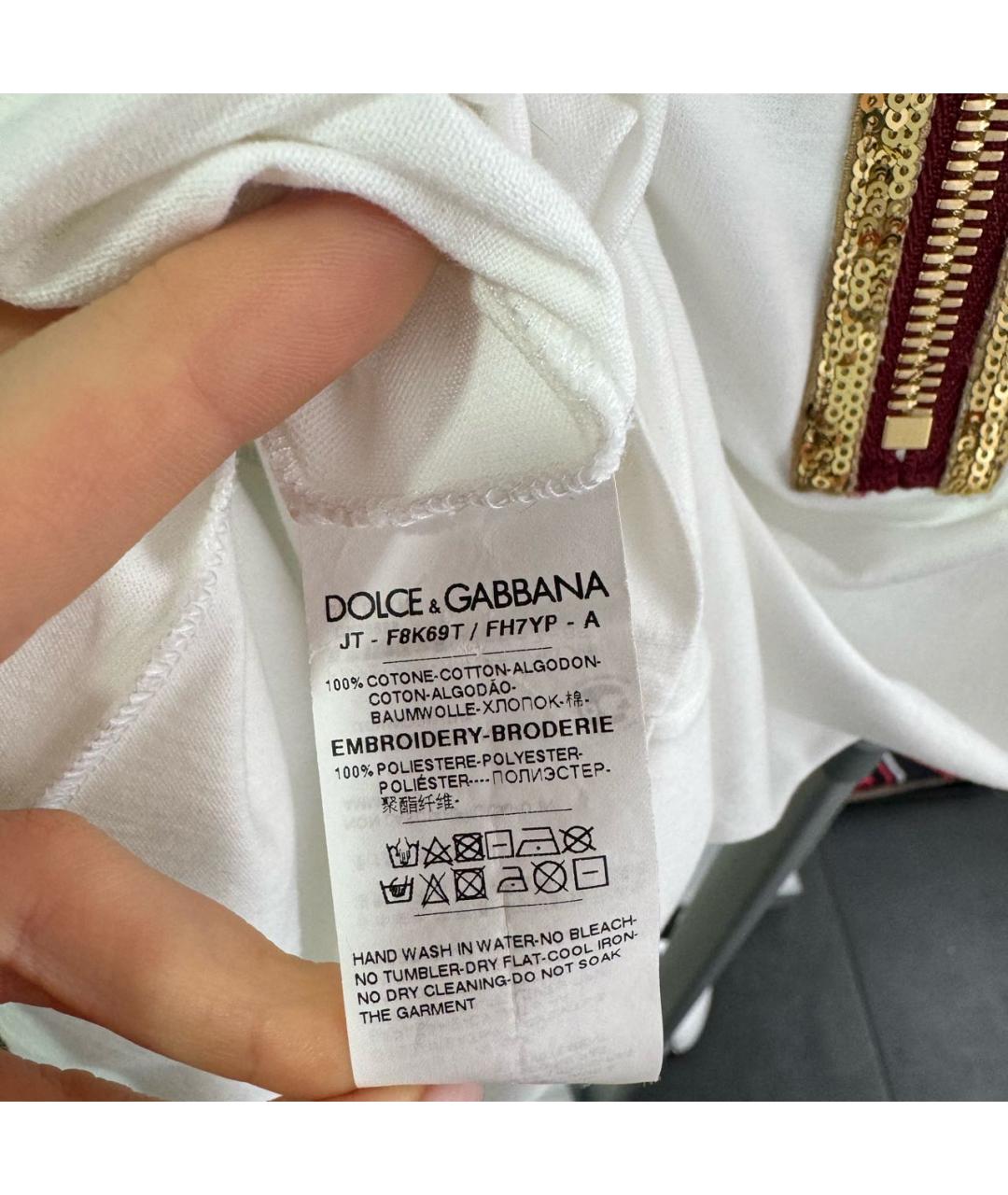 DOLCE&GABBANA Белая хлопковая футболка, фото 4