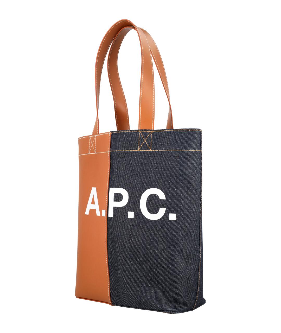 A.P.C. Коричневая хлопковая сумка тоут, фото 3