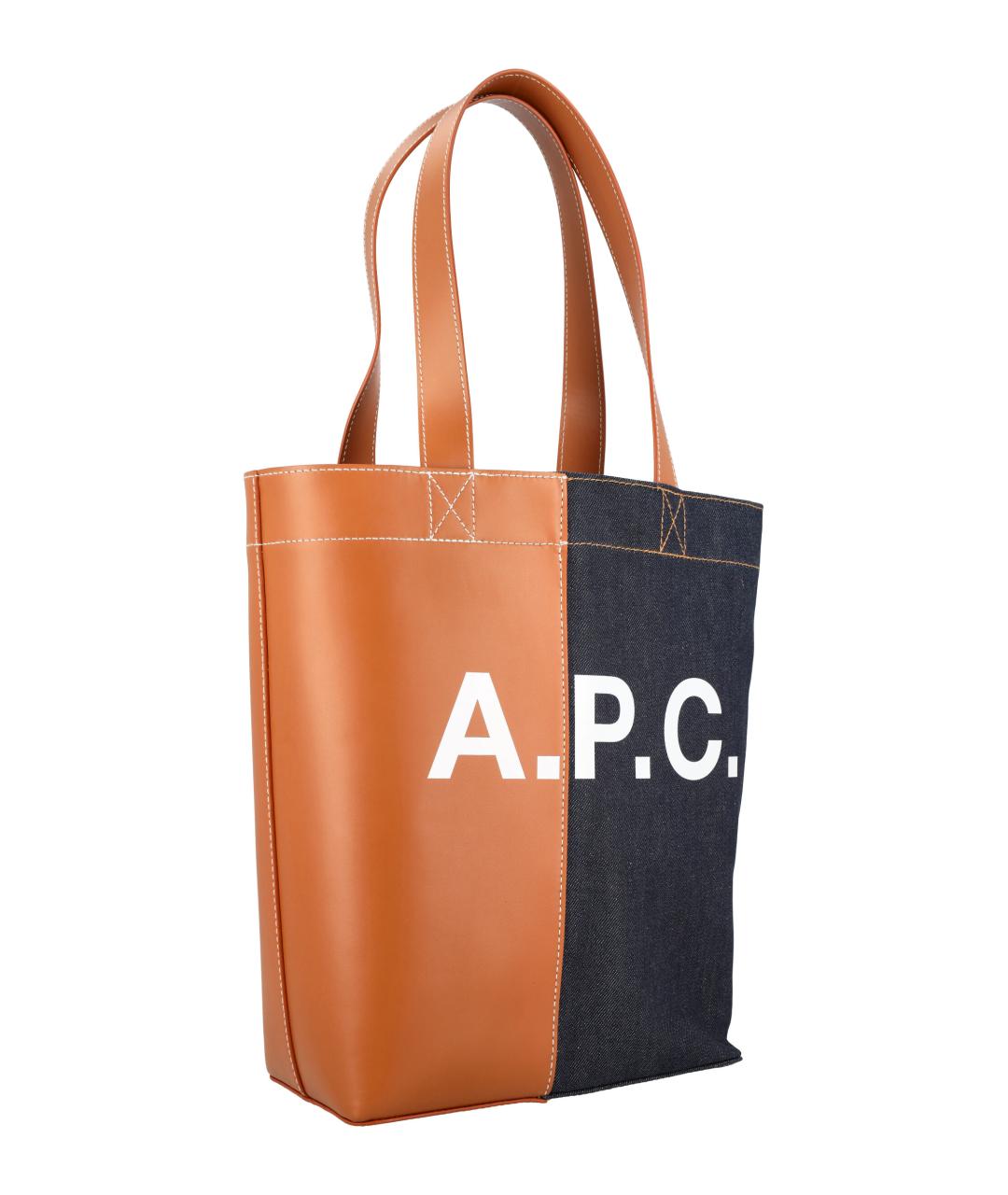 A.P.C. Коричневая хлопковая сумка тоут, фото 2