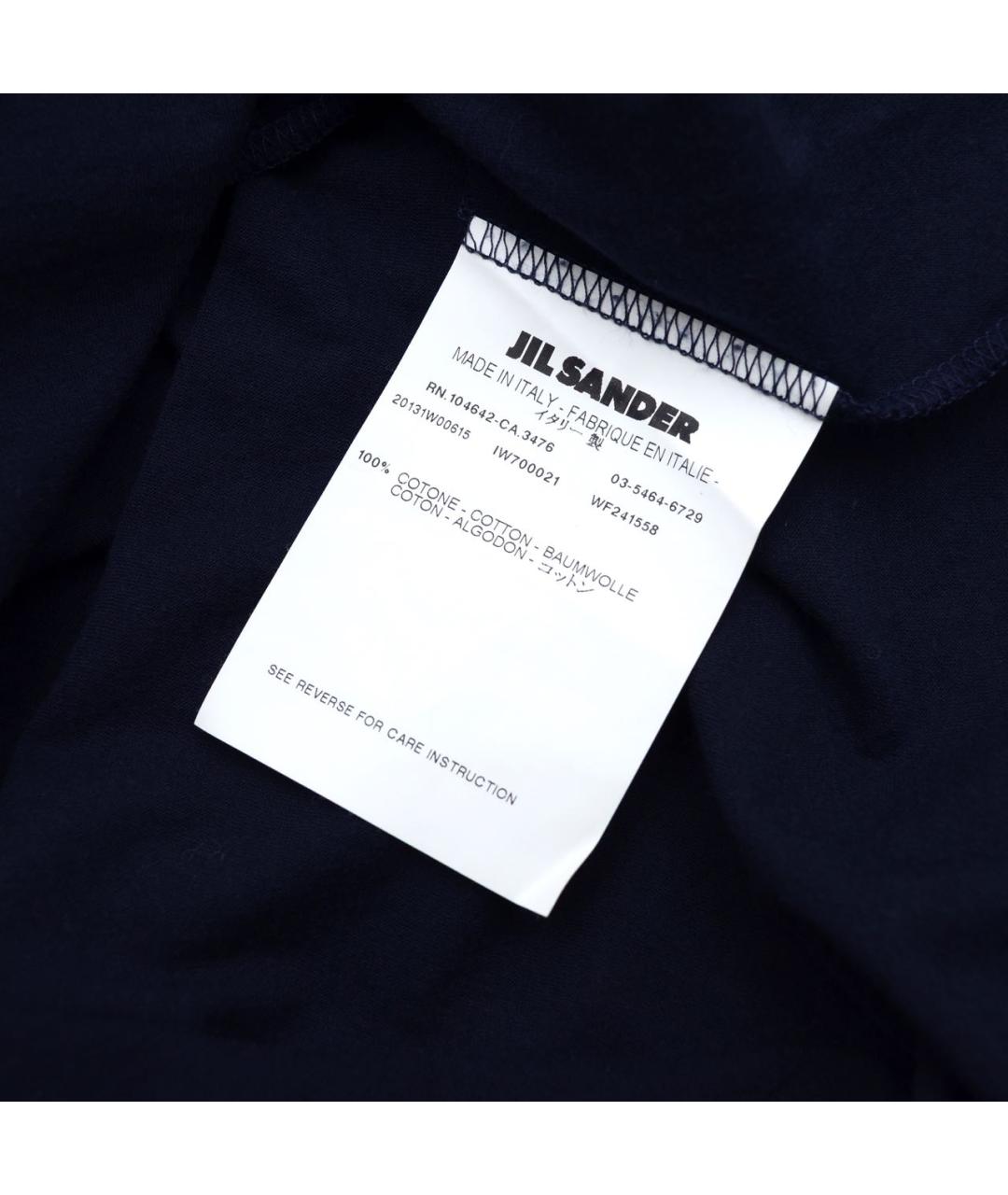 JIL SANDER Темно-синяя хлопковая футболка, фото 4