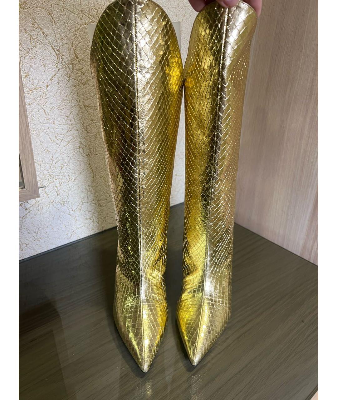 THE ATTICO Золотые кожаные сапоги, фото 2