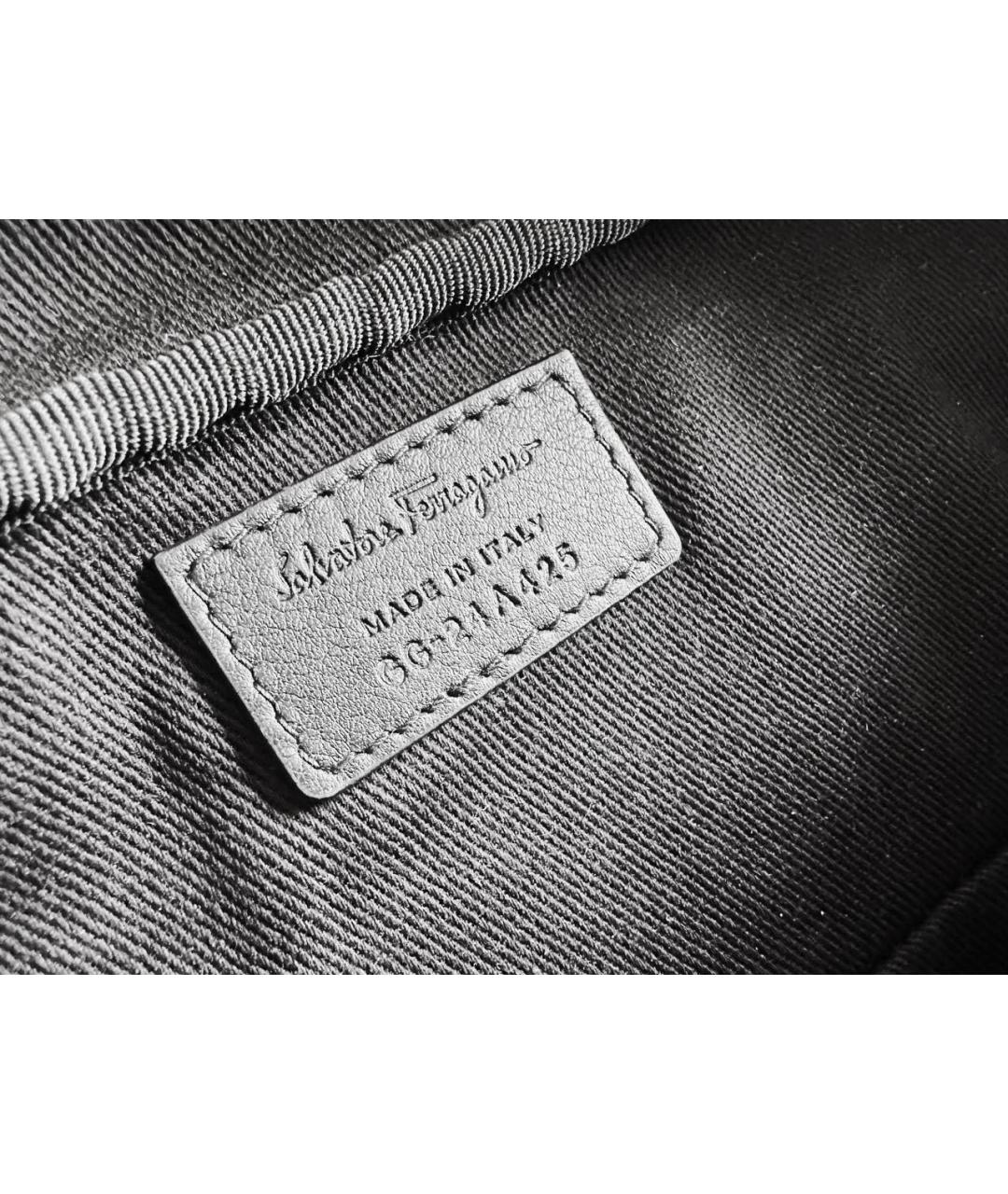 SALVATORE FERRAGAMO Черная кожаная поясная сумка, фото 5