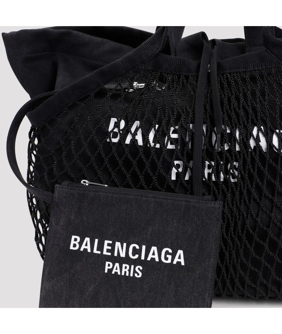 BALENCIAGA Черная хлопковая сумка тоут, фото 4