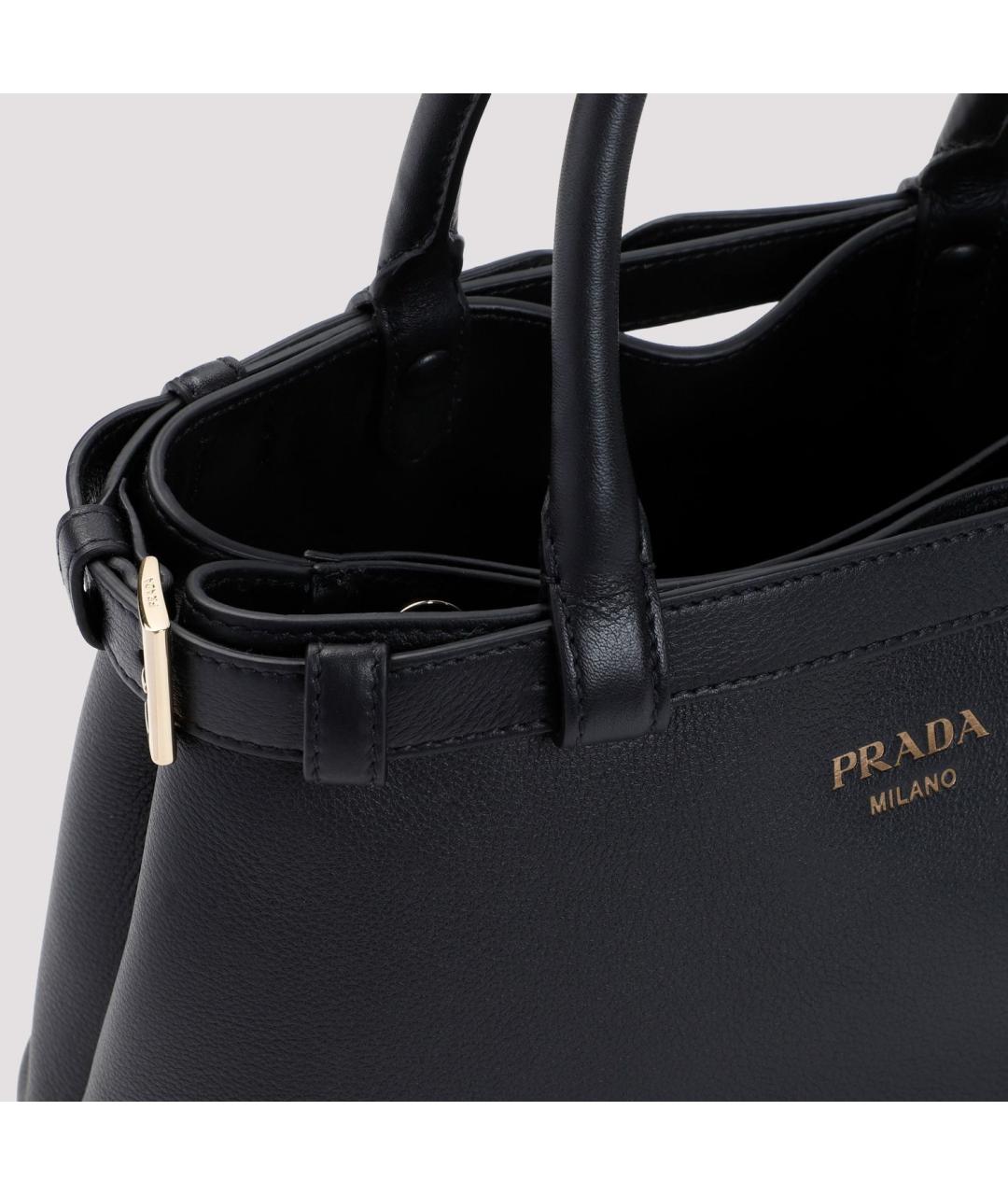 PRADA Черная кожаная сумка тоут, фото 4