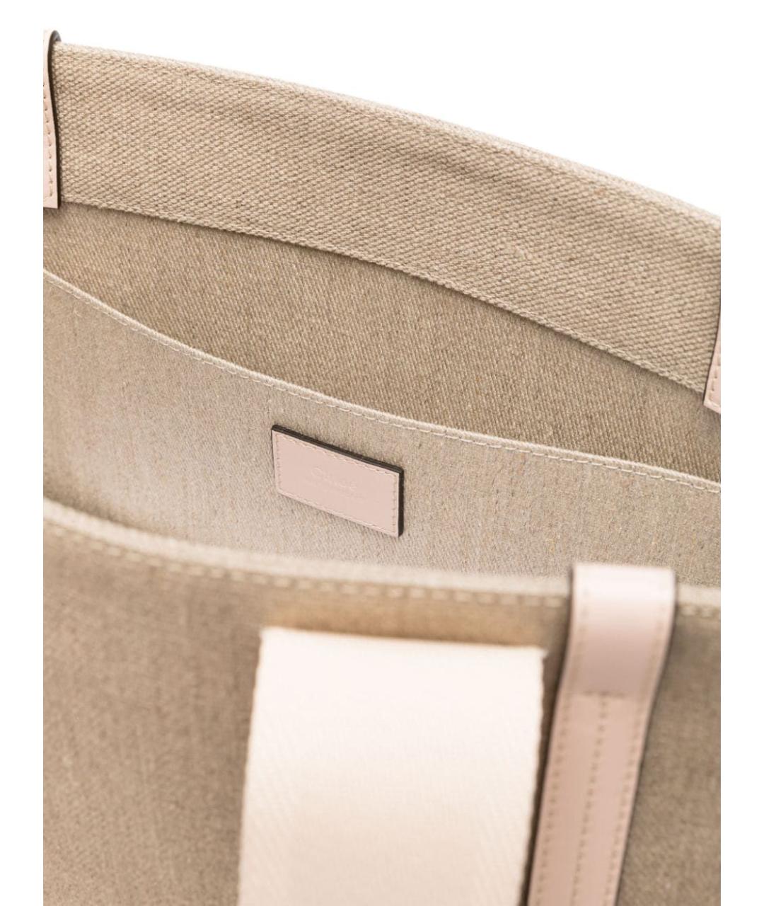 CHLOE Бежевая льняная сумка тоут, фото 5